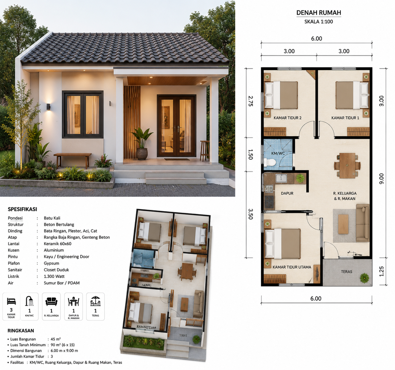 Portfolio Rumah - Rumah 45 M